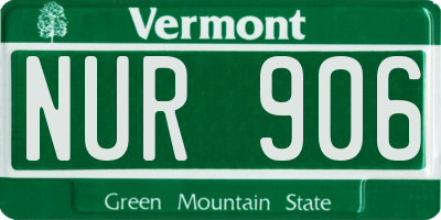 VT license plate NUR906
