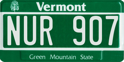 VT license plate NUR907