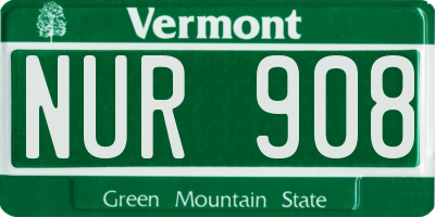 VT license plate NUR908