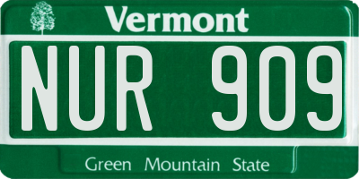 VT license plate NUR909