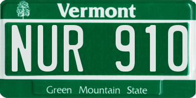VT license plate NUR910