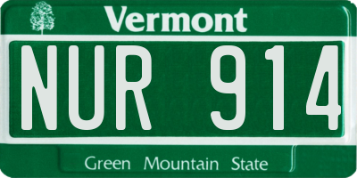 VT license plate NUR914