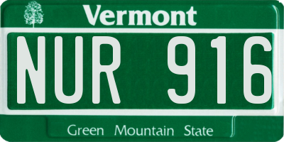VT license plate NUR916