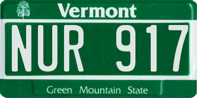 VT license plate NUR917
