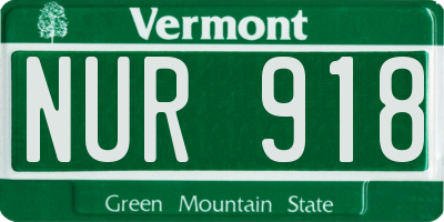 VT license plate NUR918