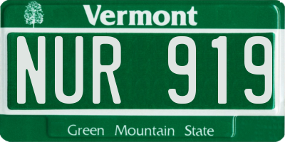 VT license plate NUR919