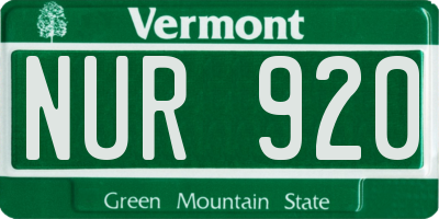 VT license plate NUR920