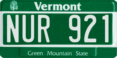 VT license plate NUR921