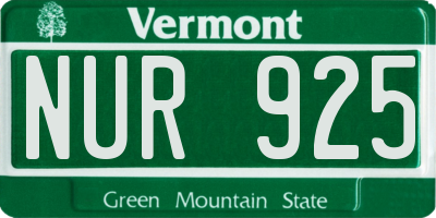 VT license plate NUR925