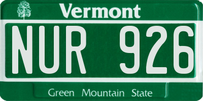 VT license plate NUR926