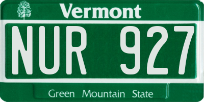 VT license plate NUR927