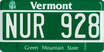 VT license plate NUR928
