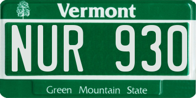 VT license plate NUR930