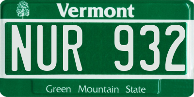 VT license plate NUR932