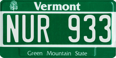 VT license plate NUR933