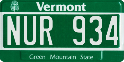 VT license plate NUR934