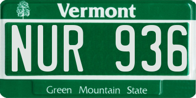 VT license plate NUR936