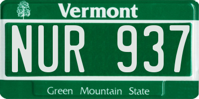 VT license plate NUR937