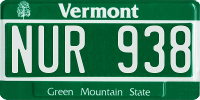VT license plate NUR938