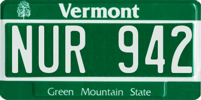 VT license plate NUR942