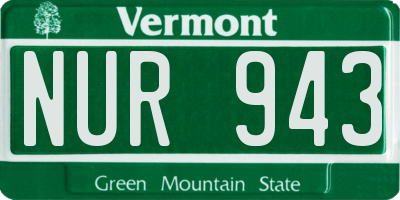 VT license plate NUR943