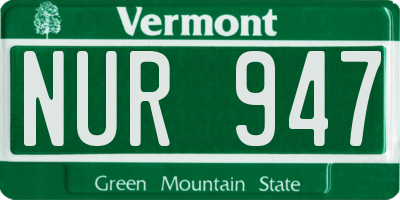 VT license plate NUR947