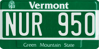 VT license plate NUR950