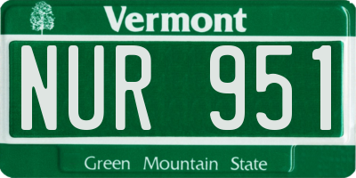 VT license plate NUR951