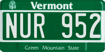 VT license plate NUR952