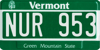 VT license plate NUR953
