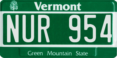 VT license plate NUR954