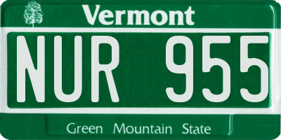 VT license plate NUR955