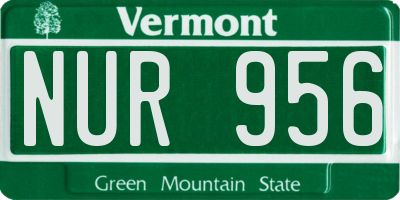 VT license plate NUR956