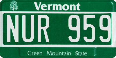VT license plate NUR959