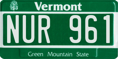 VT license plate NUR961