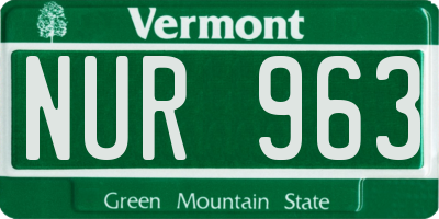 VT license plate NUR963