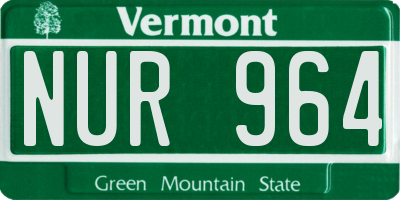 VT license plate NUR964
