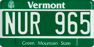 VT license plate NUR965