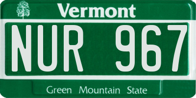 VT license plate NUR967