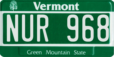 VT license plate NUR968