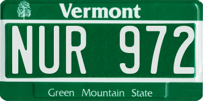 VT license plate NUR972