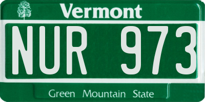 VT license plate NUR973