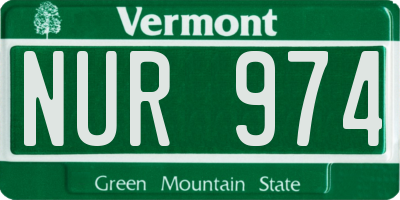 VT license plate NUR974
