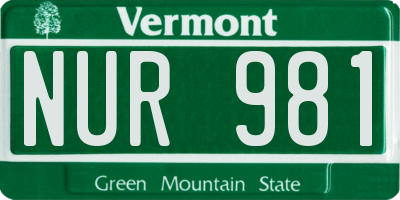 VT license plate NUR981
