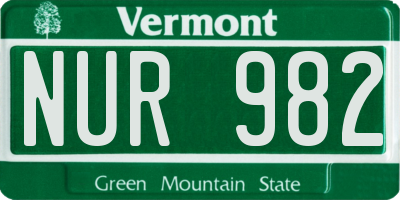 VT license plate NUR982