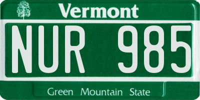 VT license plate NUR985