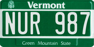 VT license plate NUR987