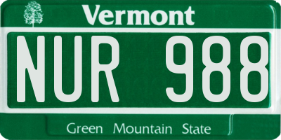 VT license plate NUR988