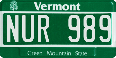 VT license plate NUR989