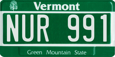 VT license plate NUR991